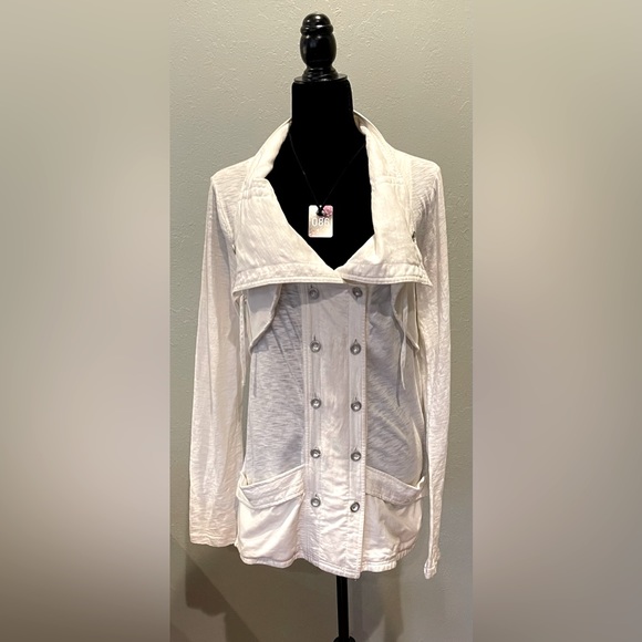 Mur Mur off-white, double breasted jacket, drawstring collar and long sleeves - Picture 1 of 5